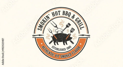 Smokin Hot BBQ Grill Logo Design.