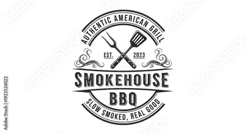 Smokehouse BBQ Vintage Grill Logo.