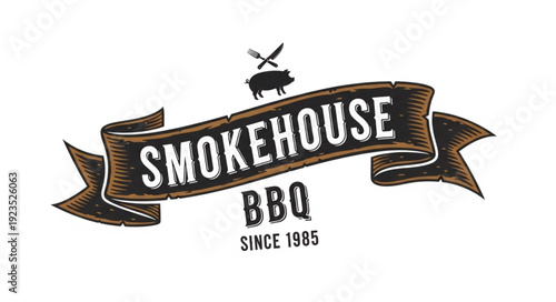 Smokehouse BBQ Vintage Logo Design.