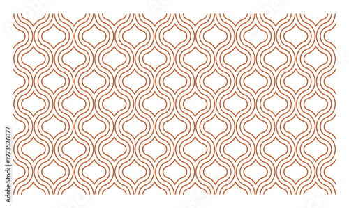 Seamless geometric pattern with interlocking curved shapes in terracotta