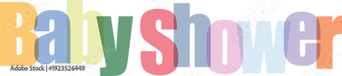 Colorful "Babyshower" Text with Overlapping Letters on White Background