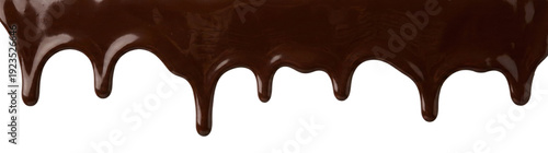 Dark chocolate syrup dripping on white background