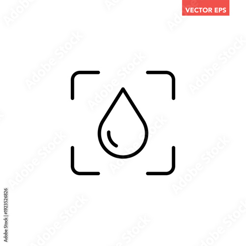 Black single water scan line icon. Simple hydro scanner flat design vector pictogram, infographic interface elements for app logo web button ui ux isolated on white background