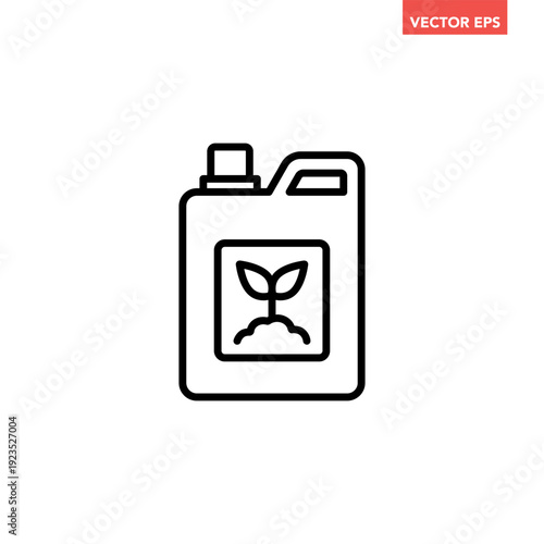 Black single plant fertilizer line icon, simple flat design vector pictogram, infographic interface elements for app logo web button ui ux isolated on white background
