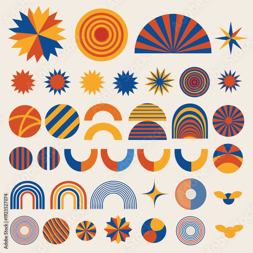 Vintage Vector set - Mid Century Shapes. Mid century modern shapes, Atomic Design, retro shapes set.Retro Vintage Mid-Century