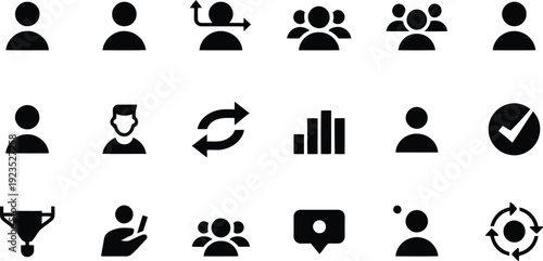Versatile Icon Set: Collection of simple, clean, and universally understandable icons perfectly suited for websites, apps, and various design projects, facilitating clear and effective communication.