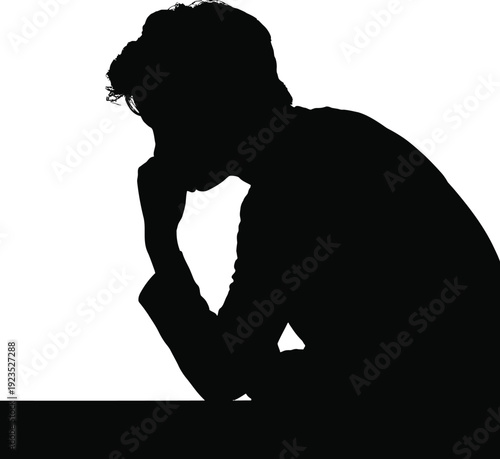 Pensive Man Silhouette Profile