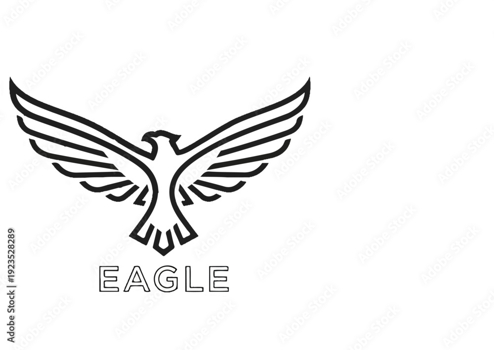 Obraz premium A stylized black eagle with spread wings and the word EAGLE below
