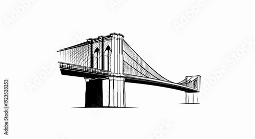 A sketch of a large suspension bridge with cables and towers