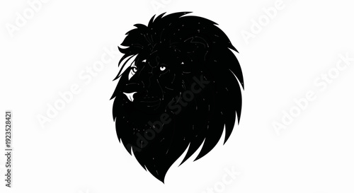 A stylized black lion's head with a flowing mane