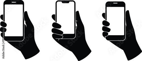 Hand Holding Smartphone Silhouette Collection