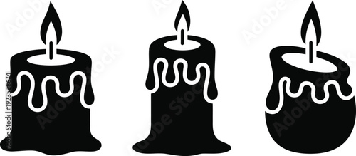 Lit Melting Candle Silhouette Graphics