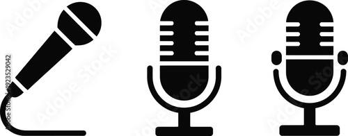 Retro and Modern Microphone Icon Set