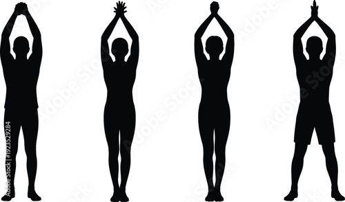 Active People Yoga Stretch Silhouettes