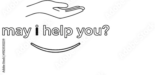 A hand offers assistance with text "may i help you?" below