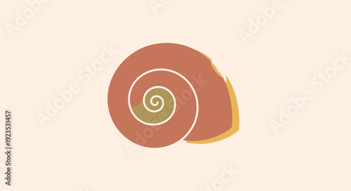 Isolated Snail Shell Digital Illustration Art.