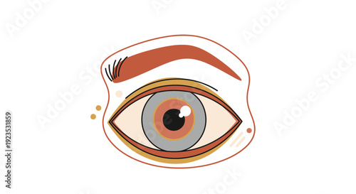 Human Eye Illustration with Eyebrow Detail.