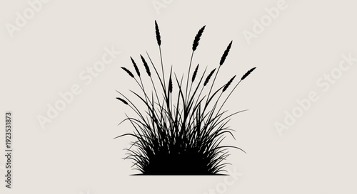 Black Silhouette of Cattails in Pot.