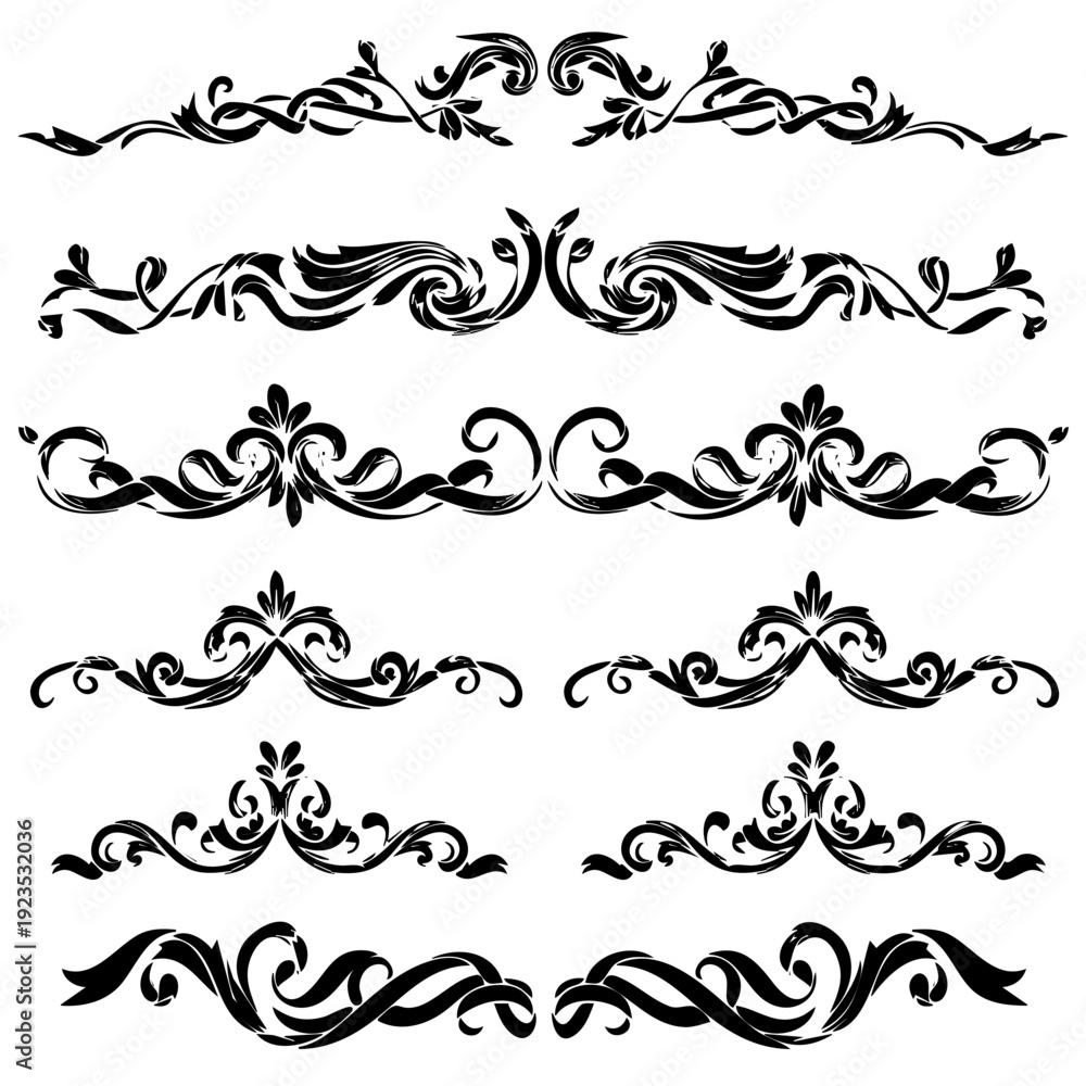 Fototapeta premium Floral decorative ornaments design elements vector