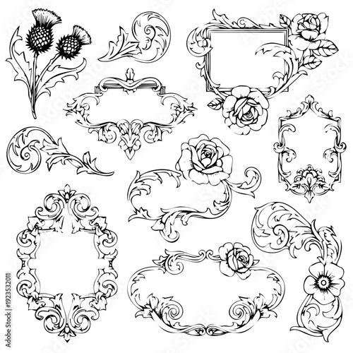 Floral decorative ornaments design elements vector