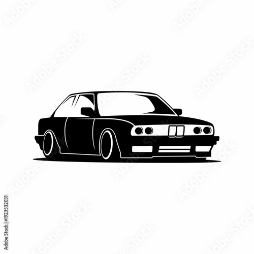 four seater sedan car vector silhouette illustration on white background