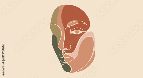 Abstract Human Face Illustration Modern Art.