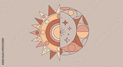 Duality Sun Moon Astrology Symbol Design.