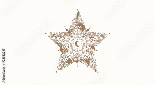 Diamond Star Pendant with Crescent Moon.