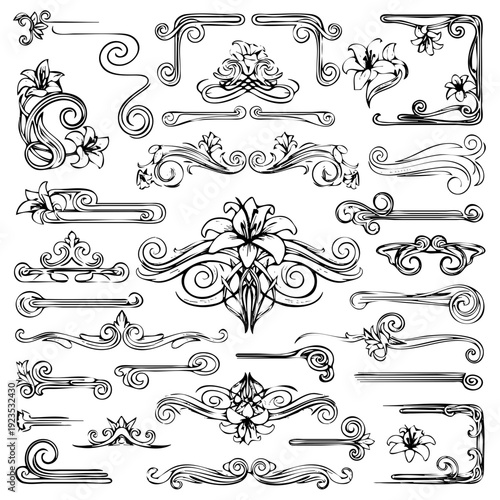 Floral decorative ornaments design elements vector