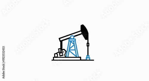 A simplistic illustration of an oil pump jack, black and blue