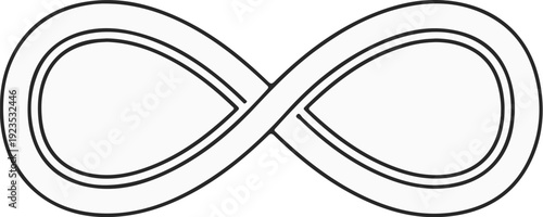 A stylized infinity symbol with a double-lined outline is depicted