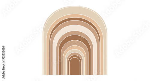 Beige Arches Layers Geometric Shapes Design.