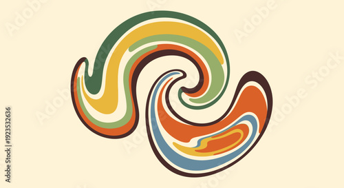 Colorful abstract swirling wave design element.