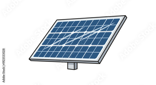 Cartoon solar panel on white background illustrating renewable energy for a sustainable future
