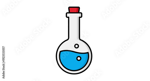 Cartoon-style illustration of a potion bottle with a cork and blue liquid inside