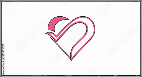A stylized pink heart shape with a brush stroke outline