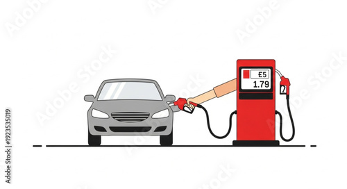 Car Refueling at Gas Pump Station.