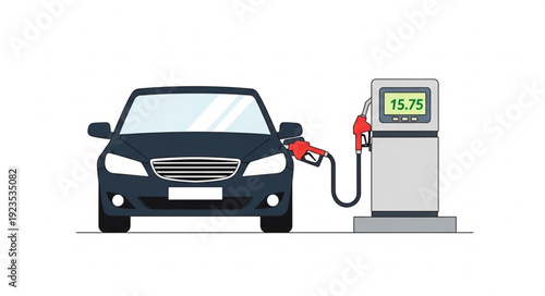 Car Refueling at Gas Pump.