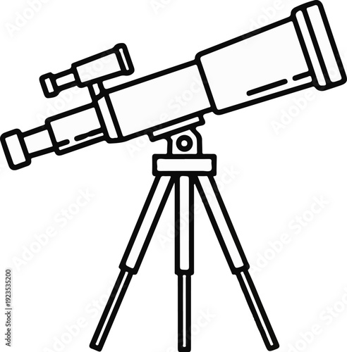 A simple line drawing of a telescope on a tripod