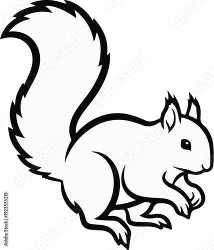 A simple line drawing of a squirrel holding a nut