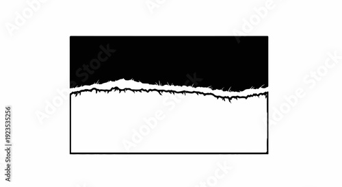 Abstract black and white torn paper edge