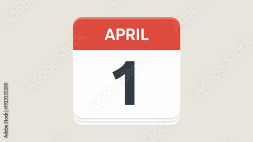 April 1st calendar page with red header and white background