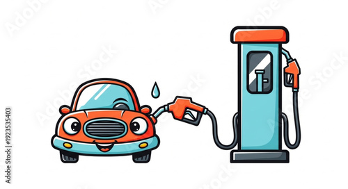 Car Refueling at Gas Pump Station.