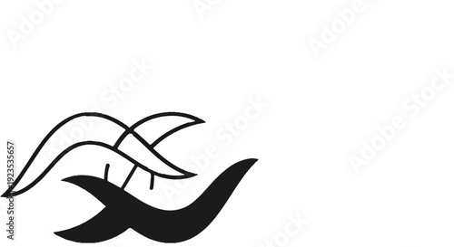 Abstract black organic shapes resembling waves or leaves against white