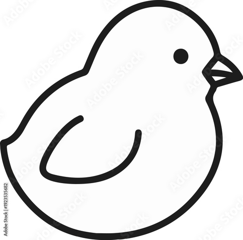 A simple line drawing of a cute baby bird
