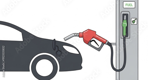 Car Refueling at Gas Pump Station.