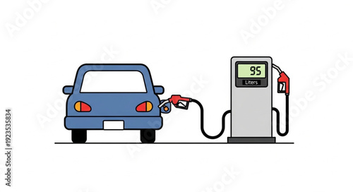 Car Refueling at Gas Pump Station.