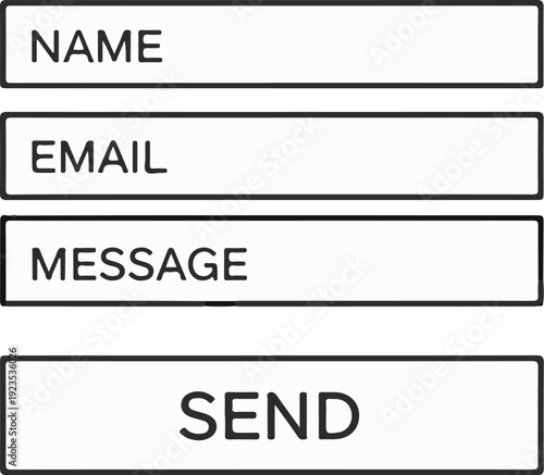 A simple input form with fields for name, email, message and a send button