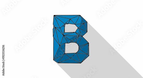 A striking, geometric, blue letter B casts a long shadow