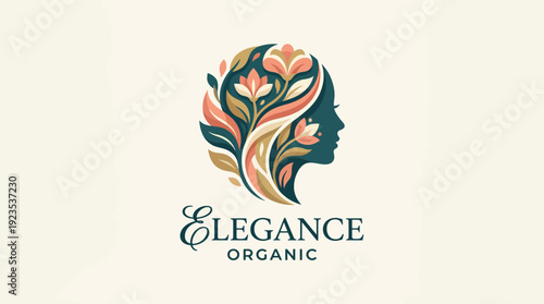 This logo artfully illustrates nature's allure with floral designs surrounding a silhouette, symbolizing organic beauty, elegance, and the intrinsic connection to the environment.